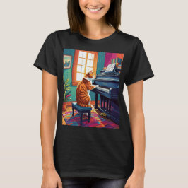 Tabby katt som spelar Piano T Shirt