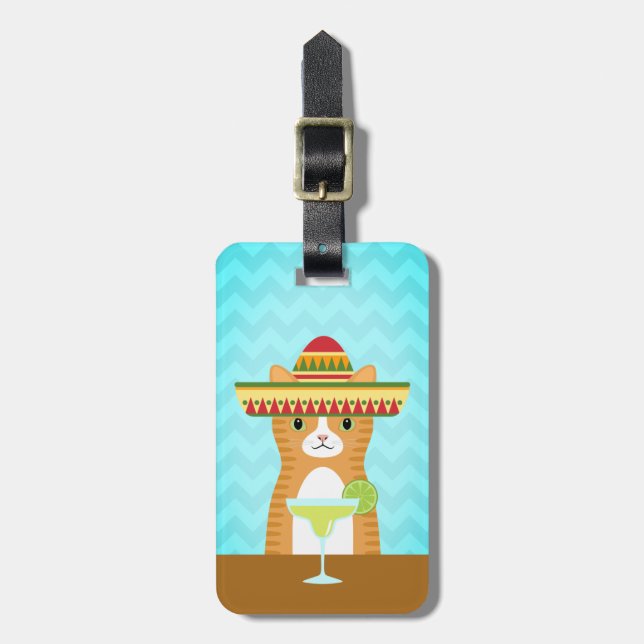 Tabby katt språktagtaggar bagagebricka (Vertikal Framsida)