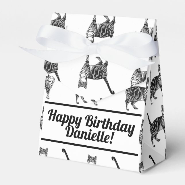 Tabby katt Svarta födelsedagskvällen Presentaskar (Framsidan Sidan)