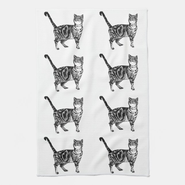 Tabby katt Tea Towel Kökshandduk (Vertikal)