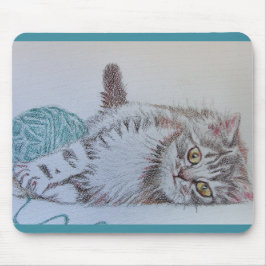Tabby katt Teckning Teal cat Musmatta Pad