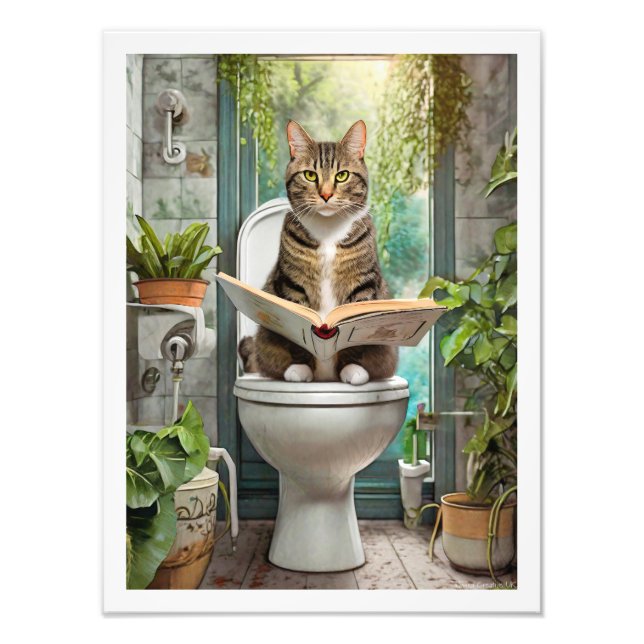 Tabby katt Toilet Fototryck (Framsidan)