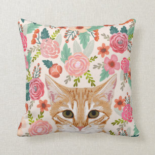 Tabby katt vår blommigt, söta kattkattkattkattku kudde