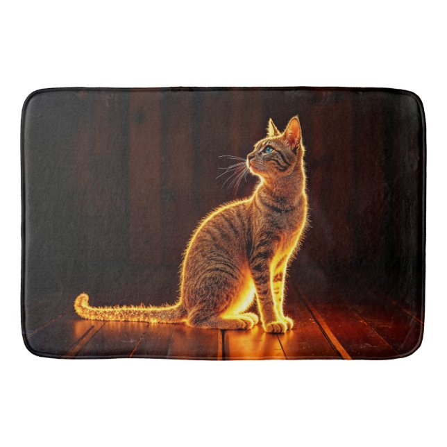 Tabby katt varma belysningsdjur (daggaura) badrumsmatta (Framsidan)