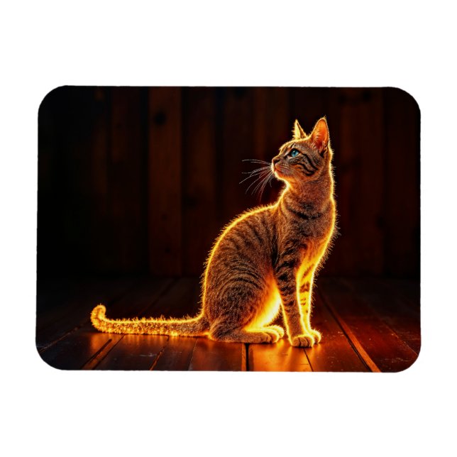 Tabby katt varma belysningsdjur (daggaura) magnet (Horisontell)