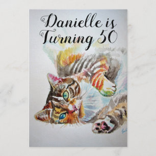 Tabby katt Vinnare 50:e födelsedagsinbjudan Inbjudningar
