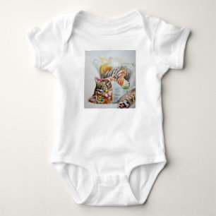 Tabby katt Watercolor Cats Spädbarn One Biet T Shirt