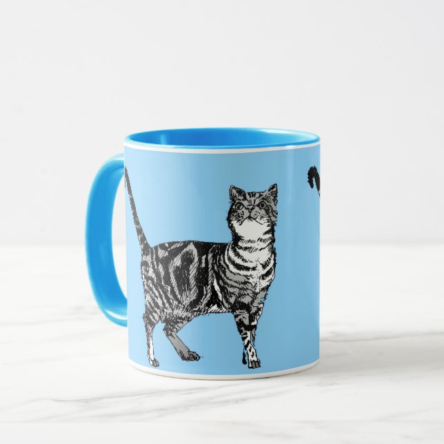 Tabby katt Whimsique Light Blue Pastel Cats Art Mu Mugg (Framsida vänster)
