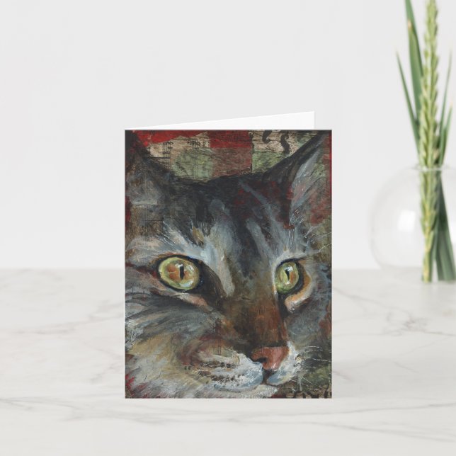 Tabby katthälsningkort kort (Framsida)
