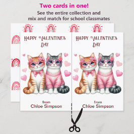 Tabby Kattunge Barn Valentine Classroom-kort Vykort