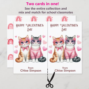 Tabby Kattunge Barn Valentine Classroom-kort Vykort