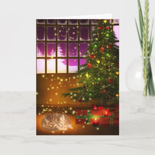 Tabby kattunge jul helgkort (Framsida)