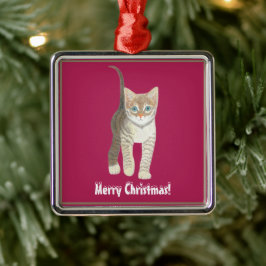Tabby Kattunge Julgransprydnad Metall