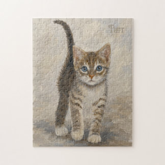 Tabby Kattunge Med Bakgrund Pussel
