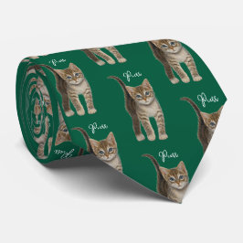 Tabby Kattunge Med Text Slipskäl Slips