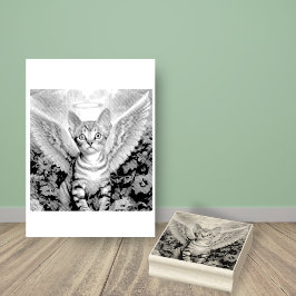Tabby Kitten Angel Vingar Halo Stämpel