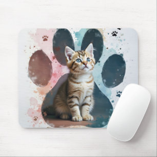 Tabby Kitten i en ritning Musmatta