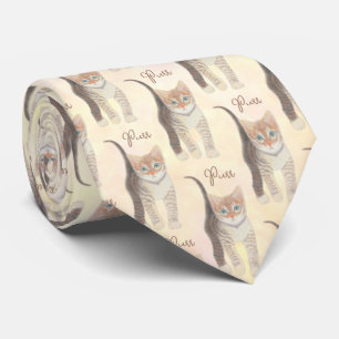 Tabby Kitten med text necktie Slips