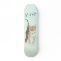 Tabby Kitten med text Skateboard