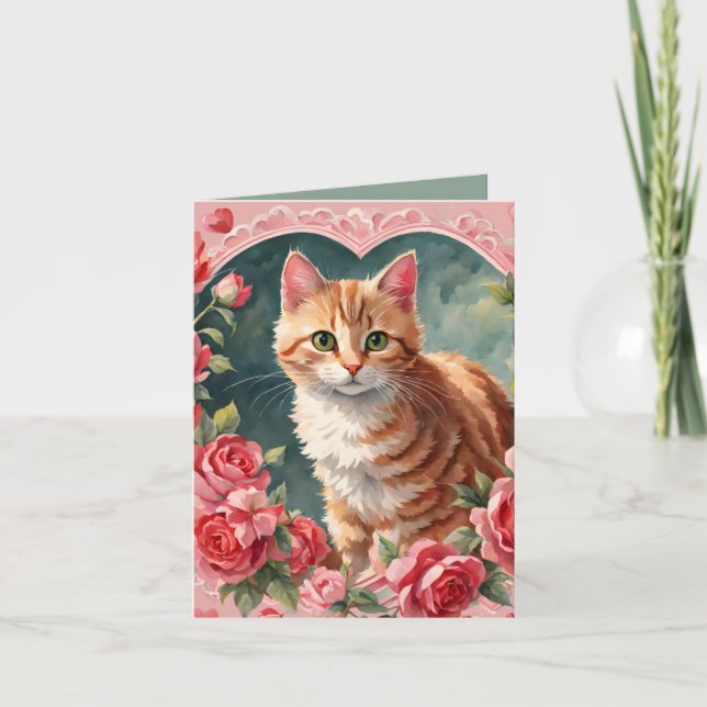 Tabby Kitten Meow-velous Valentine Card Helgkort (Framsida)
