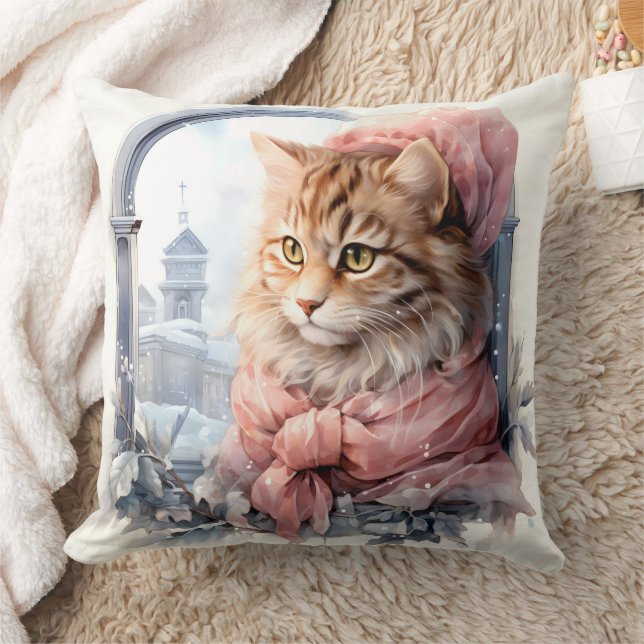 Tabby Kitten Rosa Frilly Clothing Kudde (Filt)