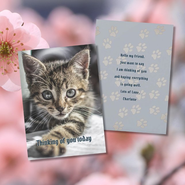 Tabby Kitten Thinking of You Message Card Inbjudningar (Skapare uppladdad)