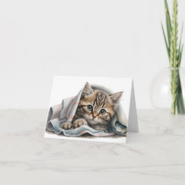 Tabby Kitten under en Blanket Anteckningskort