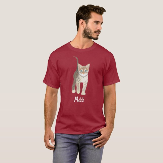 Tabby Kitten With Text Maroon T Shirt (Hel framsida)
