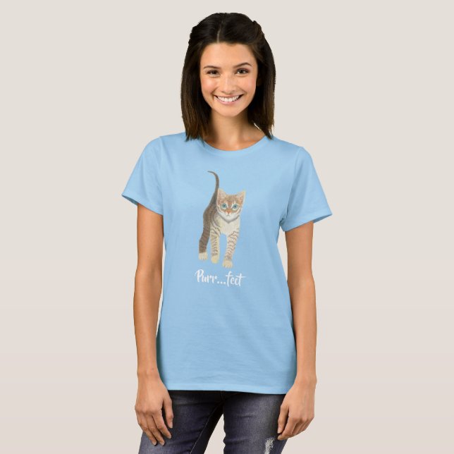 Tabby Kitten Women's Light Blue T Shirt (Hel framsida)