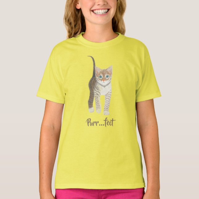 Tabby Kitten Yellow T Shirt (Framsida)
