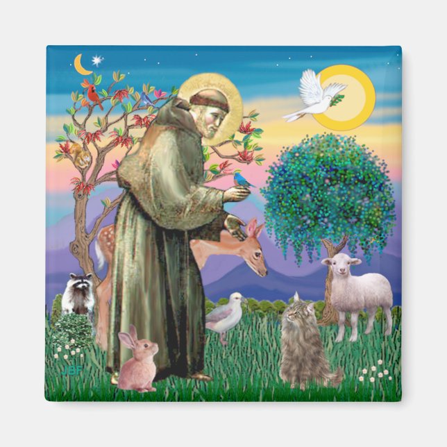 Tabby Norway Forest Cat - St Francis Magnet (Framsidan)