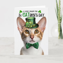 Tabby Oriental Shorthair Cat St CATrick's Day Helgkort