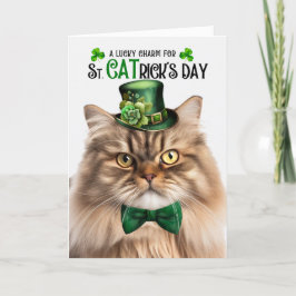 Tabby Persian Cat Lucky Charm St CATricks dag Helgkort