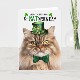 Tabby Persian Cat Lucky Charm St CATricks dag Helgkort