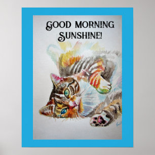 Tabby tabbies Cute Cat cat vattencolor Poster
