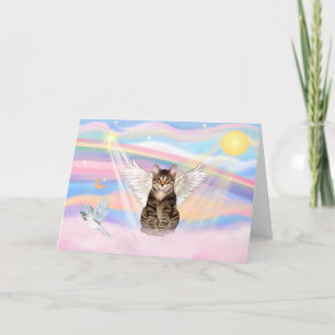 Tabby Tiger Cat Angel i moln Kort