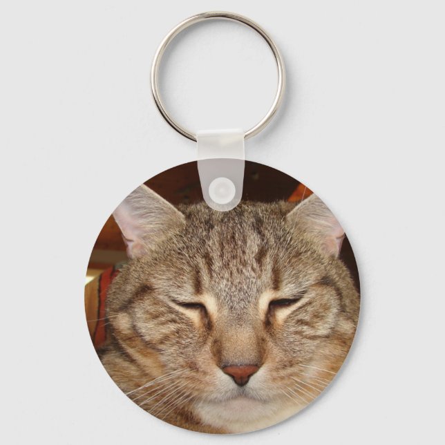 Tabby Tiger Cat Nyckelring (Framsida)