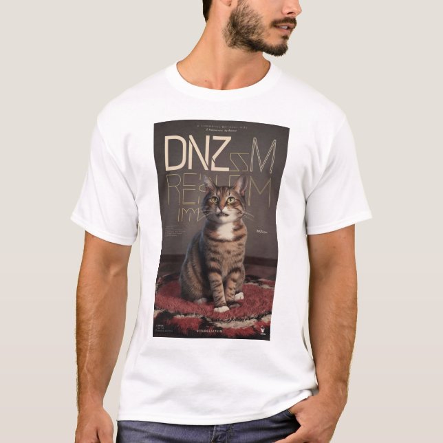 "Tabby Treasures: Anpassningsbar Pet Porträtt in O T Shirt (Framsida)