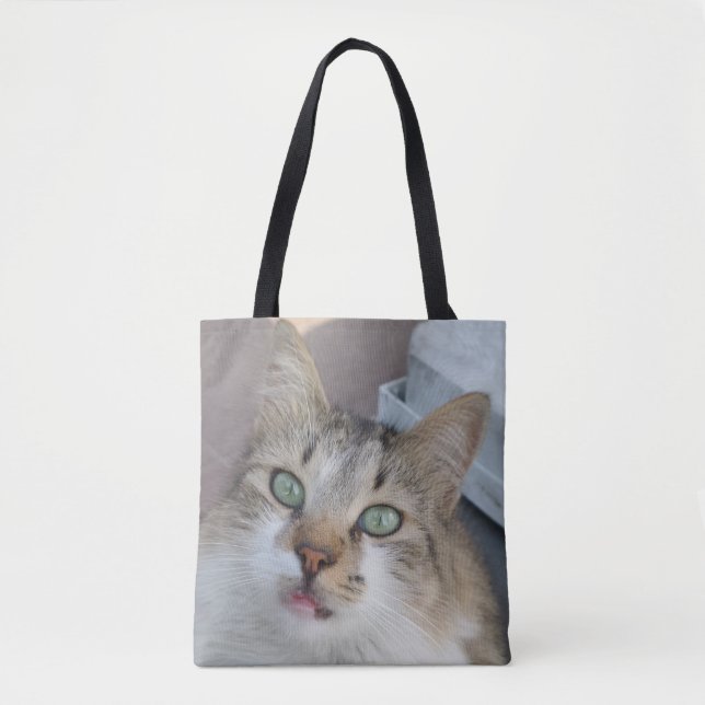 Tabby White Cat Tote Bag Tygkasse (Framsida)