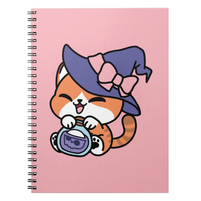 Tabby Witch Brew – Cute Halloween Cat Design Anteckningsbok (Framsidan)