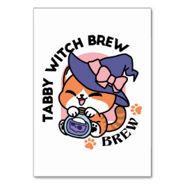 Tabby Witch Brew - Cute Halloween-kattdesign Bordsnummer