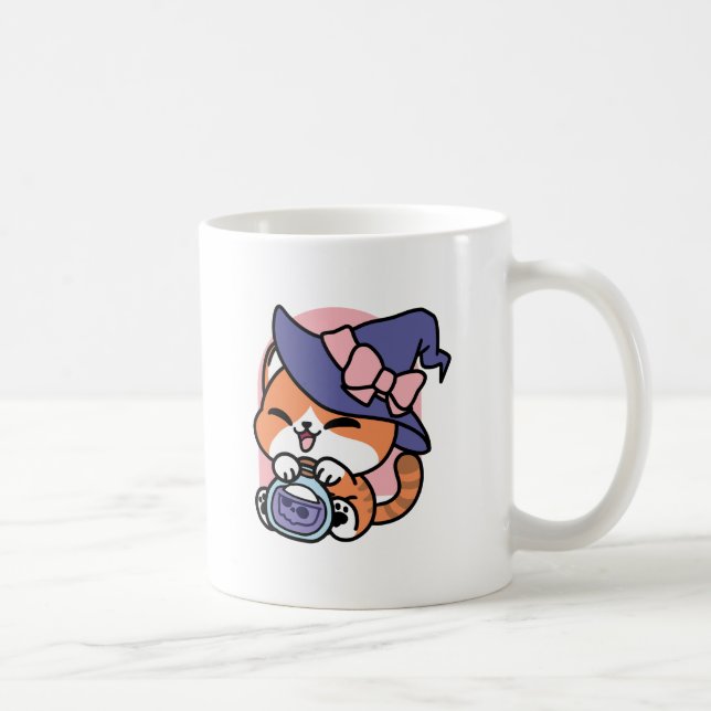 Tabby Witch Brew – Sött Halloween-kattdesign Kaffemugg (Höger)