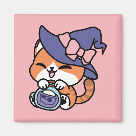 Tabby Witch Brew – Sött Halloween Kattdesign Magnet