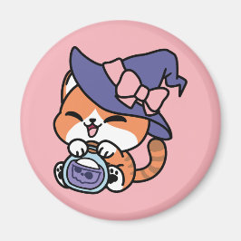 Tabby Witch Brew – Sött Halloween-kattdesign Magnet