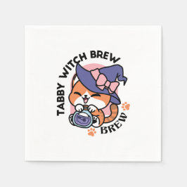 Tabby Witch Brew – Sött Halloween Kattdesign Pappersservett