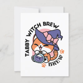 Tabby Witch Brew – Sött Halloween-kattdesign Vykort