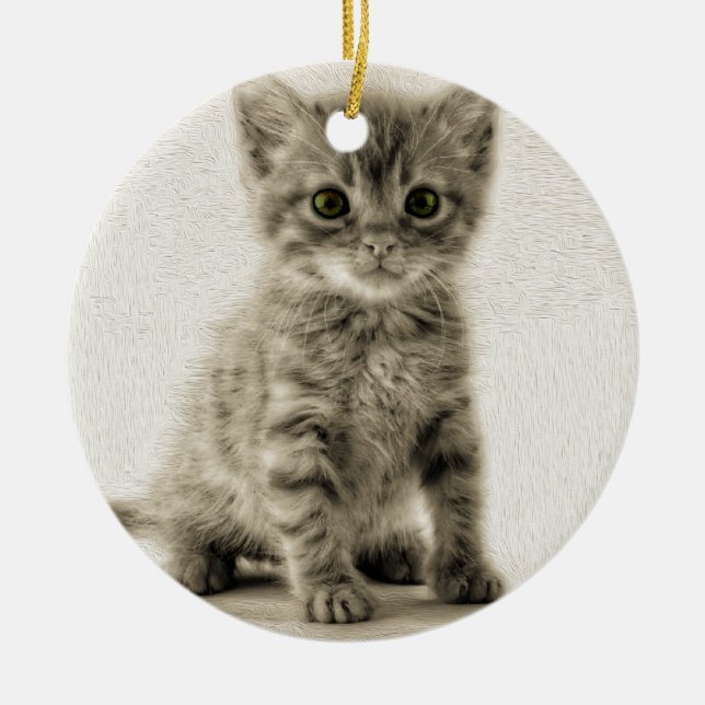 Tabbykattunge Julgransprydnad Keramik (Framsidan)