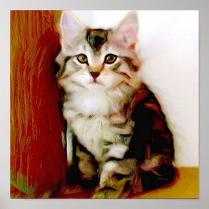 Tabbykattungeaffisch Poster