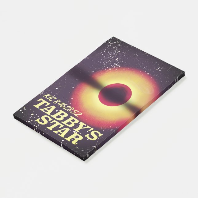 Tabbys stjärna rymd affisch post-it block (Vinklad)