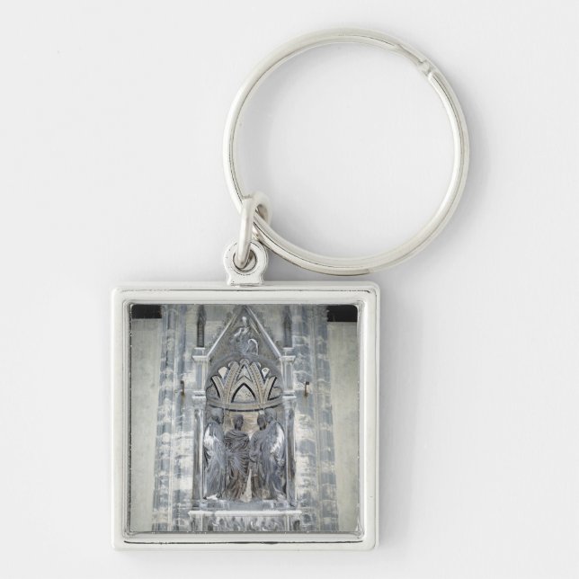 Tabernacle med fyra krönade Saints Fyrkantig Silverfärgad Nyckelring (Framsidan)